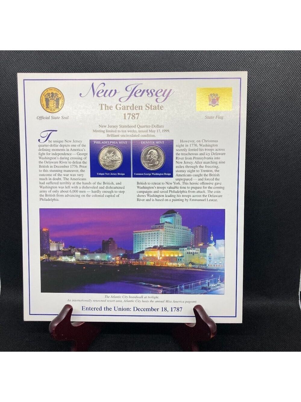 Uncirculated New Jersey State quarters and stamp set